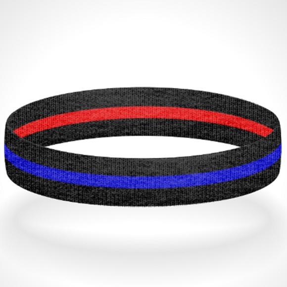 Thin Blue Line Thin Red Line Reversible Wristband - Picture 1 of 2